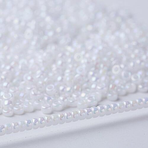 Taidian 2MM Miyuki Round SeedBead 11/0 Opaque White AB 471 Fine Jewelry Making 10grams/bag about 950 pieces