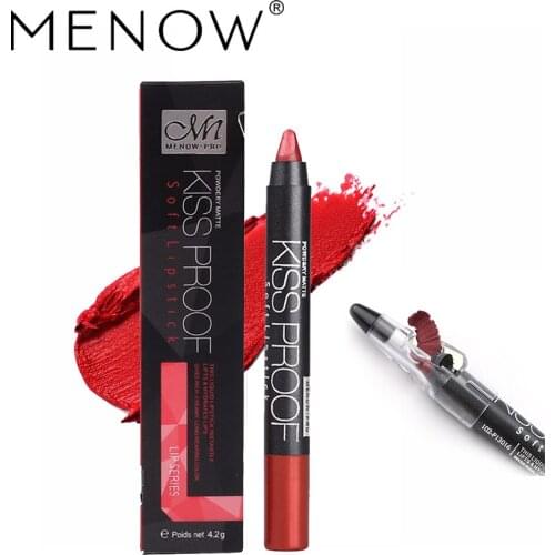 Hot Selling Menow p13016 Kiss Proof Plastic Rod Non Stick Cup Lipstick Pen Sharpener Matte Purple Lipstick Makeup Cosmetic