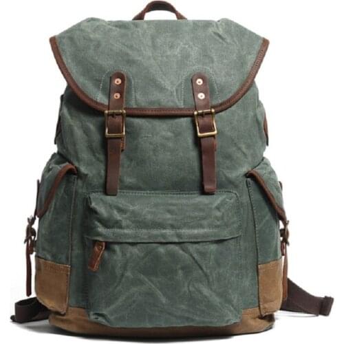 M294 Multifunction Mens Canvas Leather Backpack Vintage Waterproof Laptop Daypacks Large Capacity School Bags Big Rucksack Retro