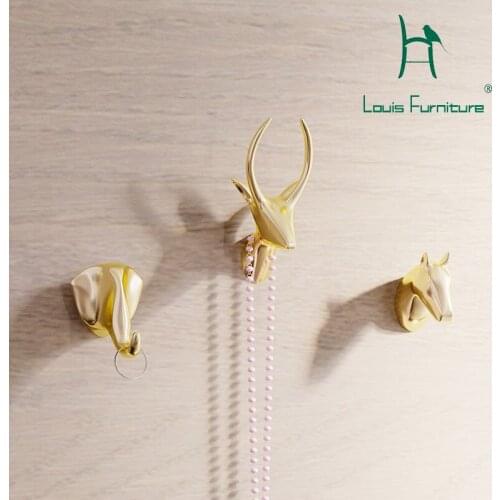 Louis Fashion CD Racks &Coat Racks Bencross creative wall decoration hook deer head key package 18K gold plating