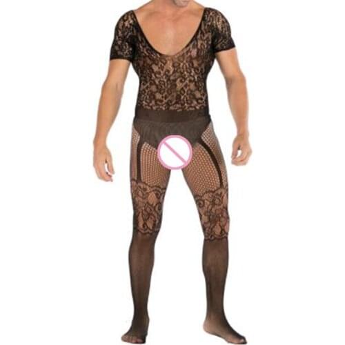 Man pajamas Sexy Costumes Sexy Lingerie Erotic Bodystocking Catsuit plus size Body Suit Male Crotchless hot Sleepwear