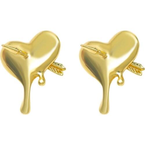 New Personality Exaggerated Love Ear Studs Fashion Water Drop One Arrow Piercing Earrings Female Jewelry Gift