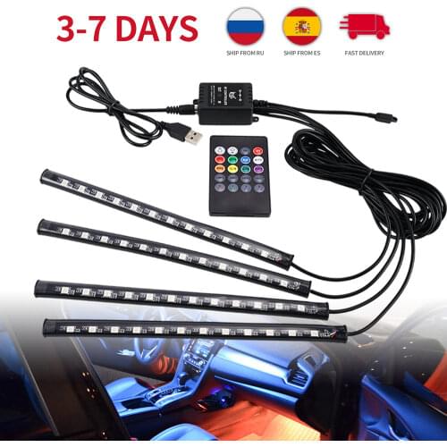 Car Led Strips Lights 36/48/72 Ambient RGB LED Lights USB 12V Auto Interior Decorative Lamp APP Wireless Remote Mode
