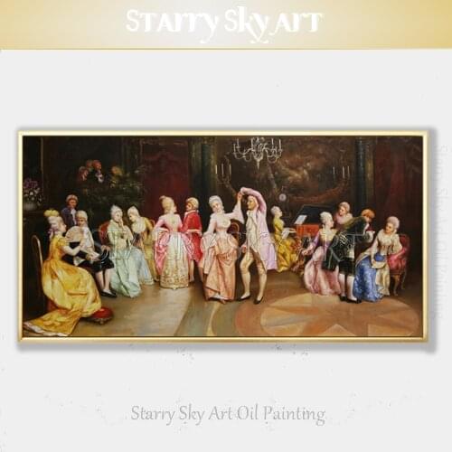 Excellent Artist Hand-painted Europe Dancer Oil Painting on Canvas Classical Portrait Dance Party Oil Painting for Living Room