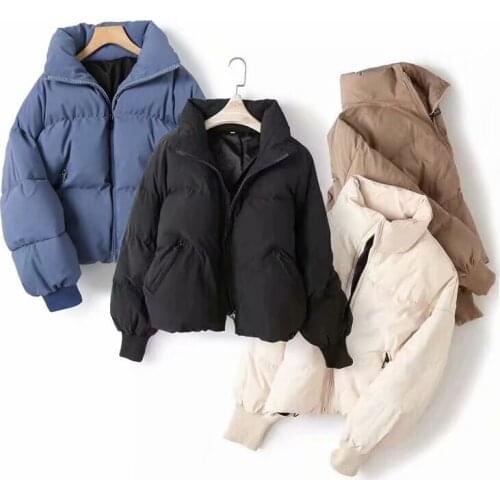 ZA2021Autumn/Winter womens Dress slim loose thick warm collar short cotton