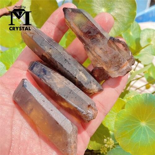 1PC Natural Stones Crystal Point Tower Smoky Quartz Healing Stone Energy Ore Mineral Obelisk Home Ornaments