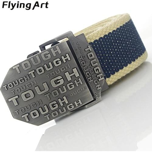 Fashion mens Canvas belt Metal tactics woven belt canvas belt Casual pants Cool wild gift for men belts Skull large size