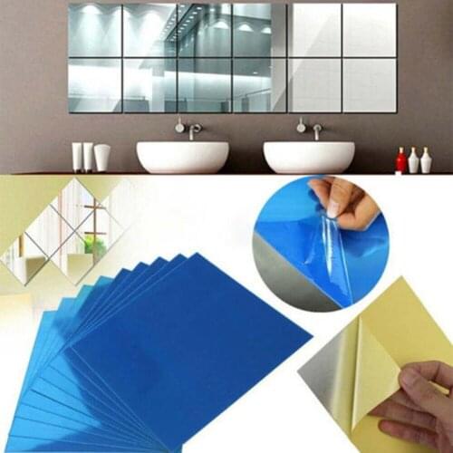 9Pcs Self-Adhesive Waterproof Mirror Surface Wall Sticker Home Bathroom Decal Room Decor Stick Wall Stickers