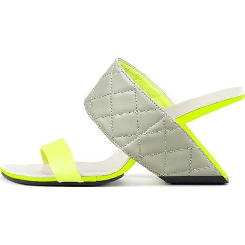 Grid pattern slingback square toe 8cm heel fashion high quality handmade solid streetwear leisure concise sandals HL343 MUYISEXI