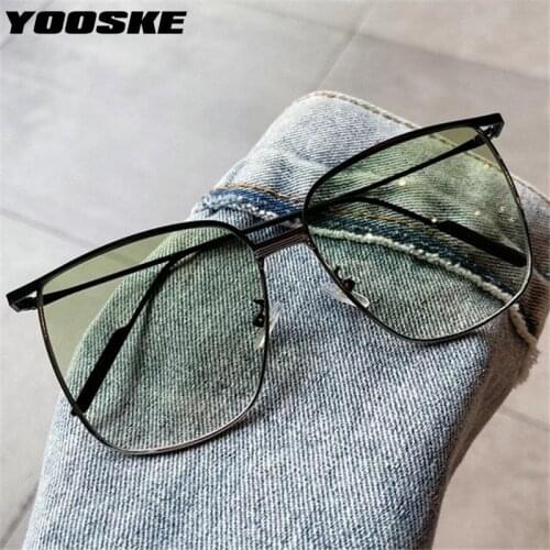 YOOSKE Big Frame Square Sunglasses Women Fashion Metal Oversized Sunglass For Men Black Green Eyewear Male Driving Goggles UV400