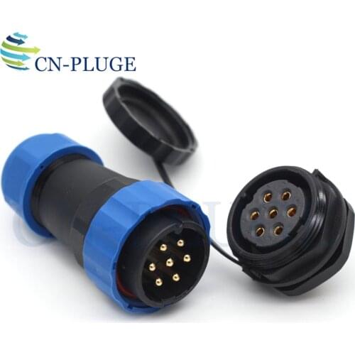 SP28 7 pin Automotive Wire Connector 28mm Panel Mount, Waterproof Connector Male Plug Female Socket IP68