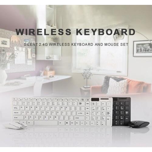 Thin 2.4G Wireless Keyboard and Mouse Protable Mini Keyboard Mouse Combo Set for Notebook Laptop Desktop PC Computer Smart TV