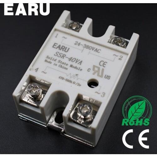 1pcs Solid State Relay Module SSR-40VA 40A 500K ohm TO 24-380V AC SSR 40VA Resistance Regulator