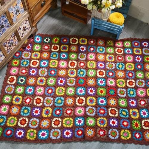 Crochet blanket Handmade fashion square crochet blanket cushion felt scraf table flat table linen