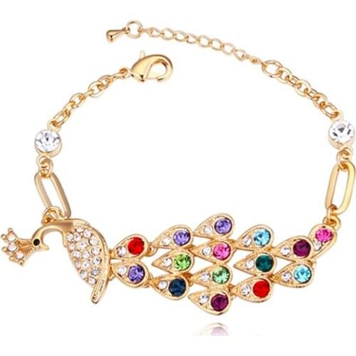 New Jewelry Fashion Colorful Peacock Bracelet Sparkling Rhinestone Phoenix Bracelet Best Gift for Women