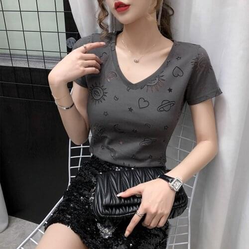 2021 summer mesh hollow out t shirt women streetwear slim-fit ladies short sleeved t-shirts sexy v-neck thin tees female tops