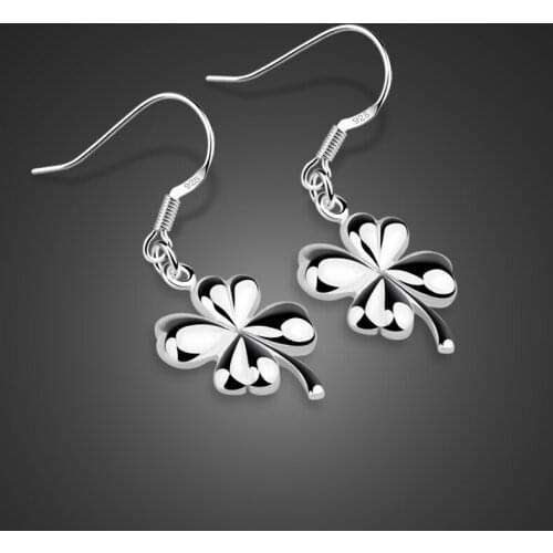 Womens 925 sterling silver earrings cute flower earrings design not allergic solid white fun earrings glamour jewelry