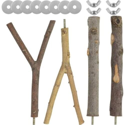 Bird Perch Budgie Platform Parakeet Parrot Natural Wood Fork Stand Toys for Conure Supplies