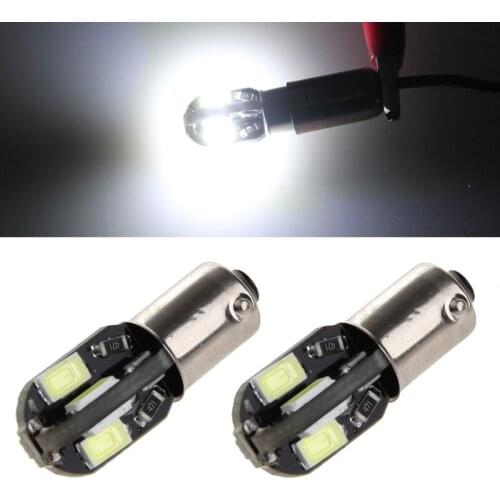1 Pair DC 12V BA9S H6W 5630 8 SMD LED Turn Signal White Light Bulb For Car