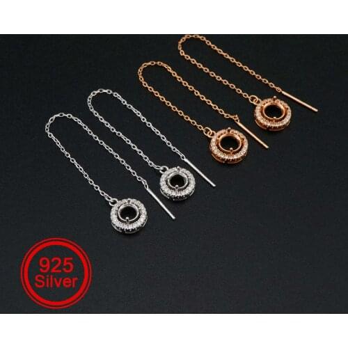 1Pair Round Wire Earrings Settings Halo Pave Rose Gold Plated Solid 925 Sterling Silver Bezel DIY Supplies 1706053