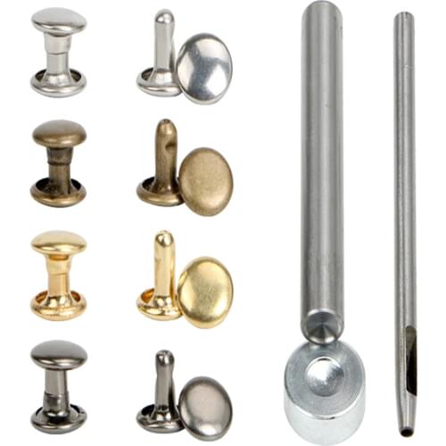 100pcs double sided mushroom rivets sandals hemispherical buttons handmade DIY small with hand tool