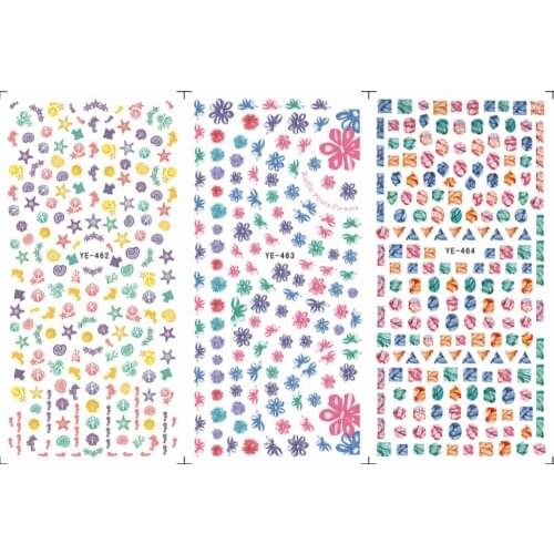 3 PACK/ LOT WATER TRANSFER DECAL NAIL ART NAIL STICKER MARINE SEA HORSE STAR CONCH LABEL RUBY YE462-464