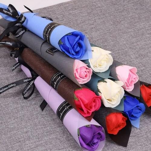 "5pcs Bridesmaids Gift for Girlfriend Boyfriend Souvenirs Valentines Day Gift Flower Soap Wedding Gifts for Guests Party Favors"