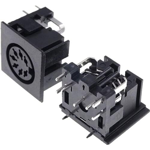 5pcs Din Socket 7 Position Female 7 Pin PCB Mount Right Angle Through holes SDS-J DS Power Socket Rating 2A 110V Circular