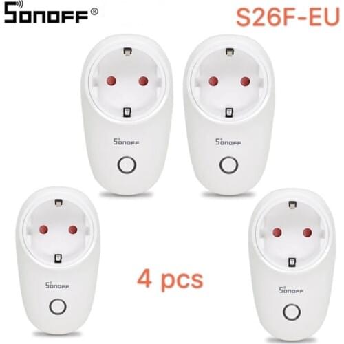 Sonoff S26 WiFi Basic Smart Socket EU-Type-F S26F Wireless Plug Power Sockets Smart Home Switch Work With Alexa Google Assistant