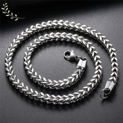 Charmhouse Stainless Steel Necklaces For Men 3/4/5/6mm Weaver Chain Long Necklace Collier 18-30 inch Hip Hop Fashion Jewelry