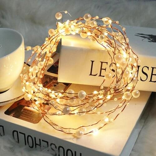 Decorative Light Practical String Light Plastic Faux Pearl Shape Good Pearlized LED Fairy Lights Decor