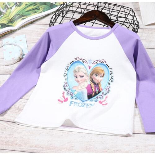Spring New Autumn Girls Long Sleeve Shirt Thin Baby Tops Cartoon Aisha Sophia Base Shirt Candy Color