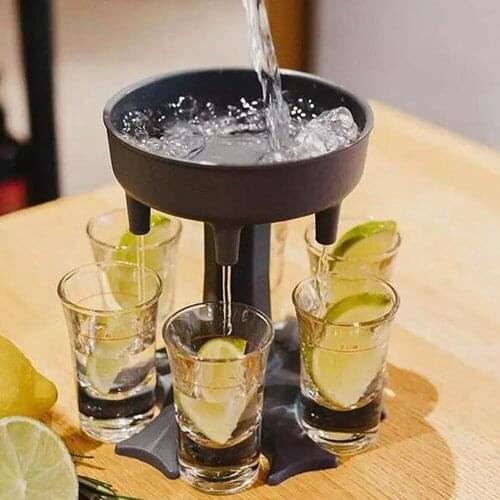 Liquor Dispenser 6 Shot Glass Wine Whisky Beer Dispenser Holder Drinking Games Tools for Christmas Home Party Bar Shot Glass