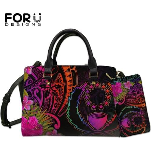 FORUDESIGNS Gradient Pohnpei Polynesian Design Pu Leather Handbags for Women Large Capacity Crossbody Bags Ladies Bolsa Feminina