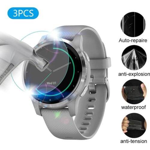 3 Pieces of Garmin Vivoactive 4S Smartwatch Hydrogel Film TPU Hydrogel Soft Transparent Screen Protector Film for Vivoactive 4S