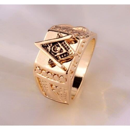MANGOSKY Fashion hip hop ring Masonic Ring 14KGP hipster essential ring new arrival men ring wholesale