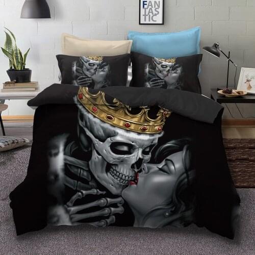 Fanaijia 3D Sugar Skull Bedding Set Multicolor Flower Skull Duvet Cover Set with Pillowcase Full Size Bed Set Home Textile