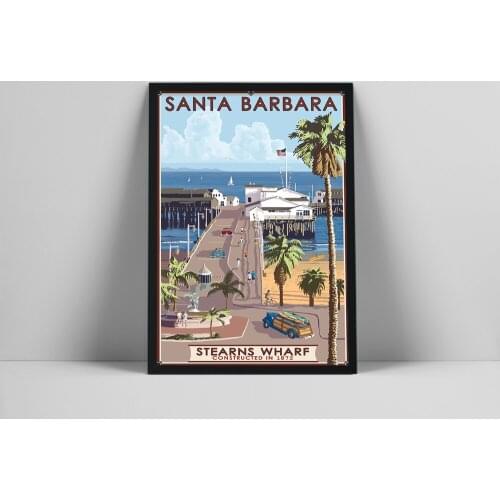 Summer Travel Santa Barbara California Beach Dance Sailing Art Film Modern Seaside Wharf Home Landscape Living Room Decor Murals