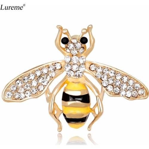 Lureme Enamel Gold Tone Insect Bumble Honey Bee Brooch Pins Collar Pin Lapel Pin for Women (br000077)