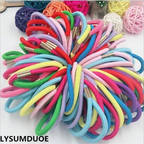 Fashion 50Pcs Girl Elastic Hair Bands DIY Ring Rope Solid Black Hairbands Ponytail Holder Children Jewelry Gift Hair Accessories