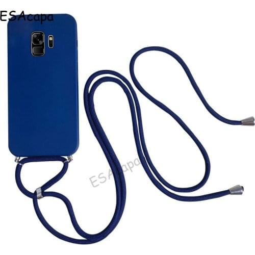 Crossbody Lanyard Cord Strap Soft Case For Samsung M30S A20S A10S A80 A90 A70 A60 A50 A30S A10E A9 A8 Matte Silicone Phone Cover