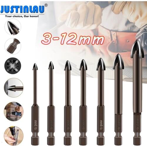 7Pcs/set Tungsten Carbide Glass Drill Bit Set Alloy Carbide Point with 4 Cutting Edges Tile & Glass Cross Spear Head Drill Bits