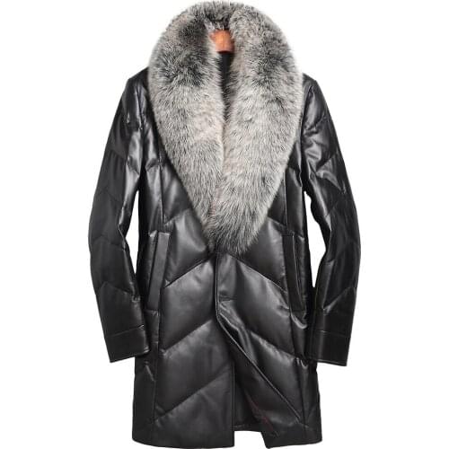Genuine Leather Jacket Men Down Jackets 2020 Winter Jacket Men Fox Fur Collar Sheepskin Coat Plus Size P-13-16188-1 MY1579