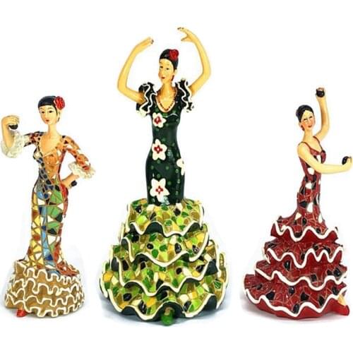 New Handmade Painted Spanish Flamenco Fan Dancer Gaudí Style Resin Crafts Creative Home Decortion Tourism Souvenir Gift