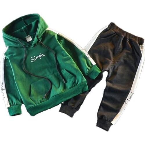 Baby boy clothes baby boy spring and autumn long-sleeved sweater suit boys letter hooded casual sports sweater two-piece suit