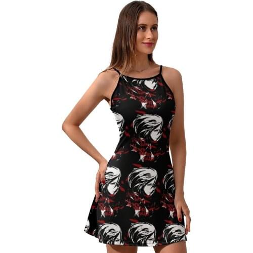 Attack On Titan Dress Suspender Vintage Polyester Dresses Teen Printed Going Out Tight One-Piece Dress