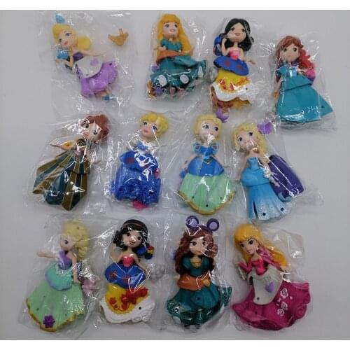 Genuine Disney Princess Mermaid Cinderella Elsa Anna Doll Classic Animation DIY Key Chain Bag Purse Pendant Kids Gifts