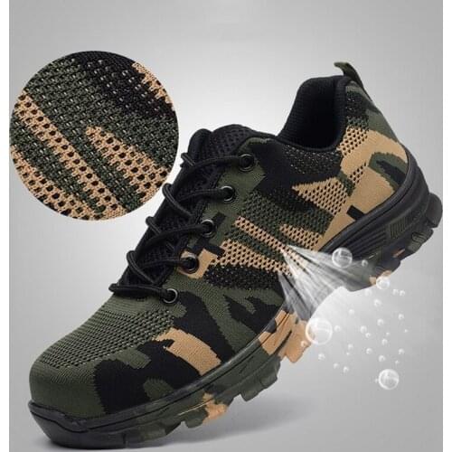 Work Boots Construction Mens Outdoor Steel Toe Cap Shoes Men Camouflage Puncture Proof High Quality Safety Plus Size