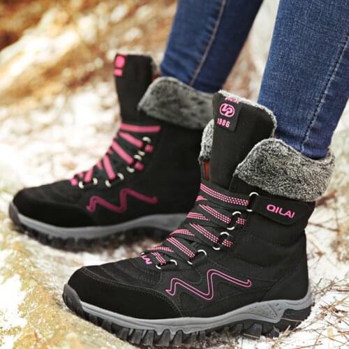 Mid-Calf Boots Cotton Snow Boots Female Flock Women&S Winter Boots Women Shoes Winter Fashion Lace Up Boots Ladies