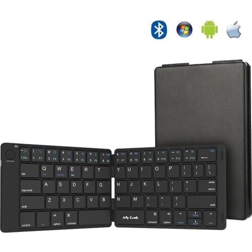 Jelly Comb Foldable Bluetooth Keyboard 3.0 Ultra Slim Folding Mini Rechargeable Keyboard for iPad Android Mac OS Laptop Tablet